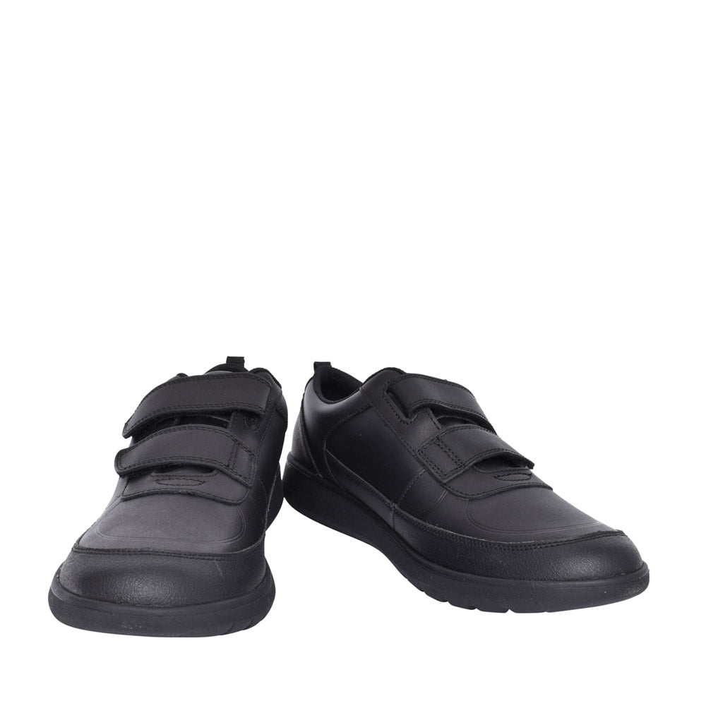 Boys Scape Flare Black Leather Velcro Shoe In Kids F Fit
