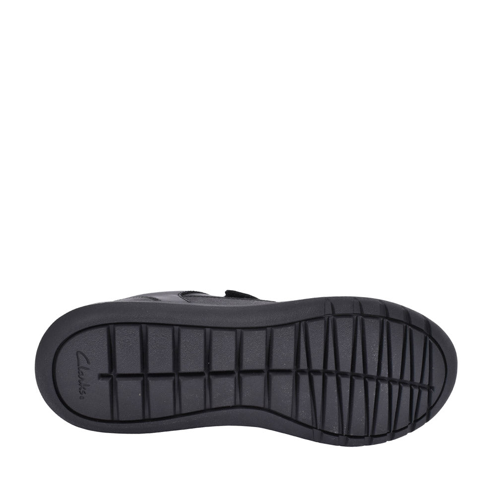 Boys Scape Flare Black Leather Velcro Shoe In Kids F Fit