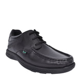 Boys Reasan Lace Black Leather Laced Shoe In Blk Leather