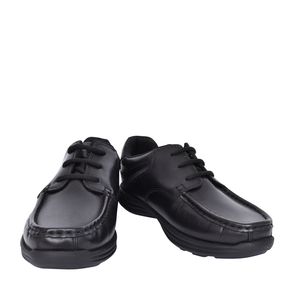 Boys Reasan Lace Black Leather Laced Shoe In Blk Leather