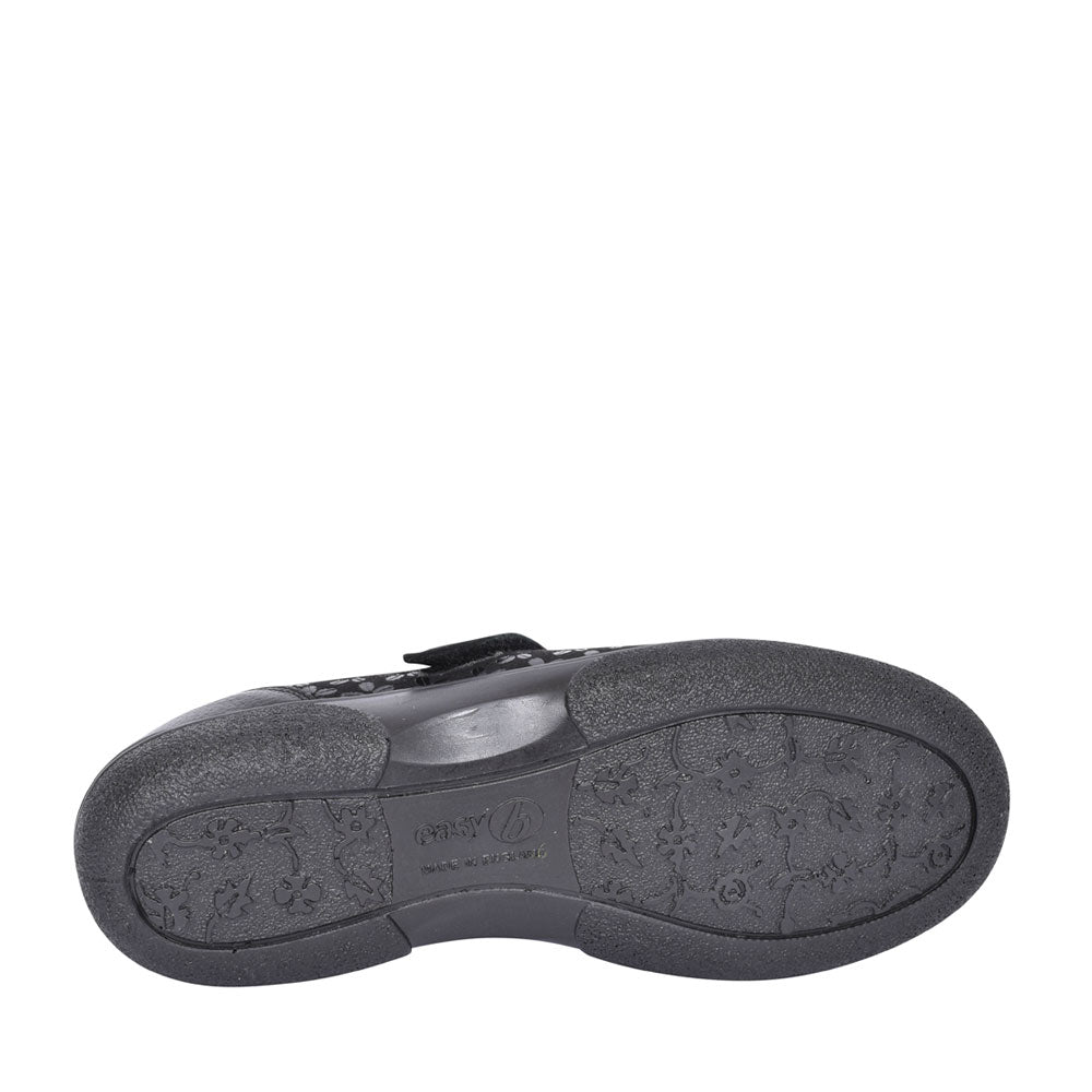 Ladies Aurora 2v Extra Wide Velcro T-bar Shoe In Black