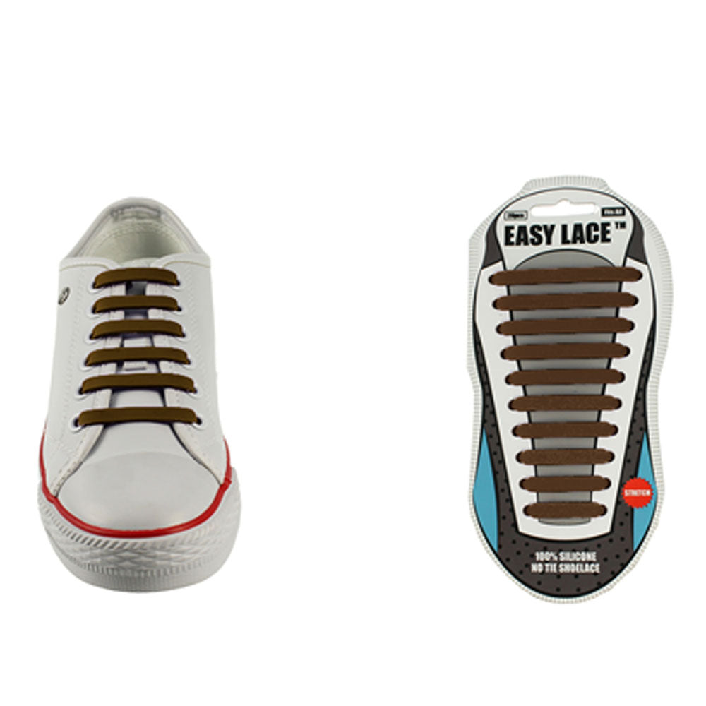 Eas210 Adults Carded Flat Silicone Laces In Brown