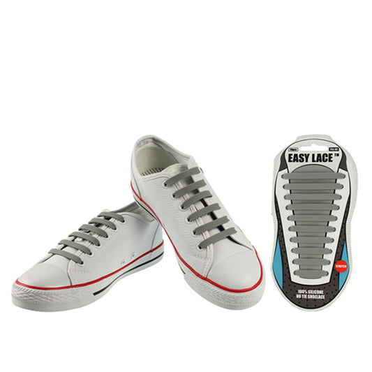 Eas210 Adults Carded Flat Silicone Laces In Grey