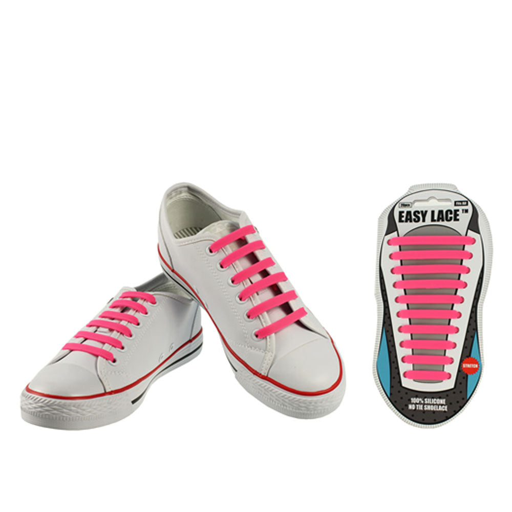 Eas210 Adults Carded Flat Silicone Laces In Pink
