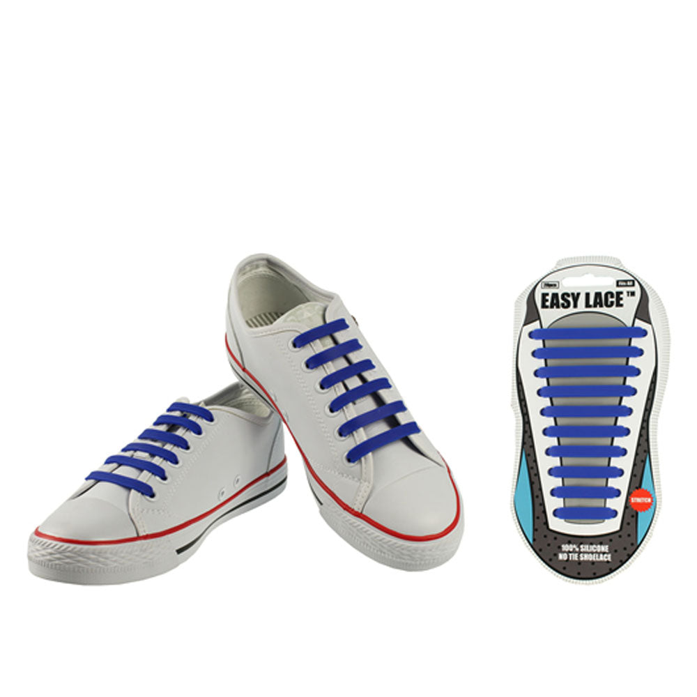 Eas210 Adults Carded Flat Silicone Laces In Blue