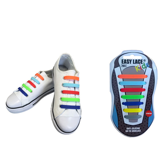 Eas310 Kids Carded Flat Silicone Laces In Multi-colour