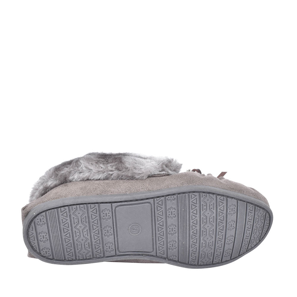 Ladies Sammy Fur Lined Moccasin Slipper In Grey