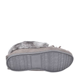 Ladies Sammy Fur Lined Moccasin Slipper In Grey