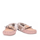 Ladies Sammy Fur Lined Moccasin Slipper In Mink