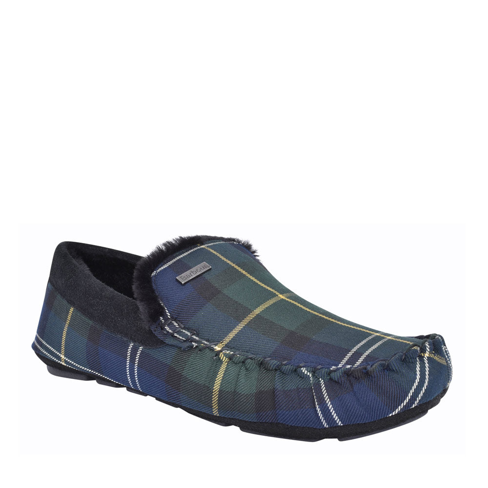 Mens Monty Moccasin Slipper In Seaweed Tartan
