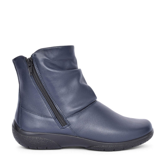 Ladies Whisper Wide Fit Leather Ankle Boot In Navy