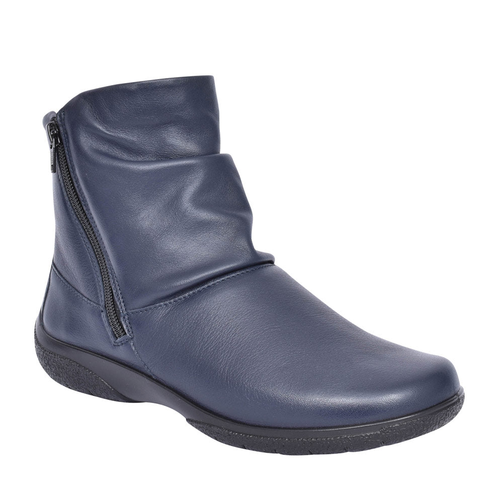 Ladies Whisper Wide Fit Leather Ankle Boot In Navy