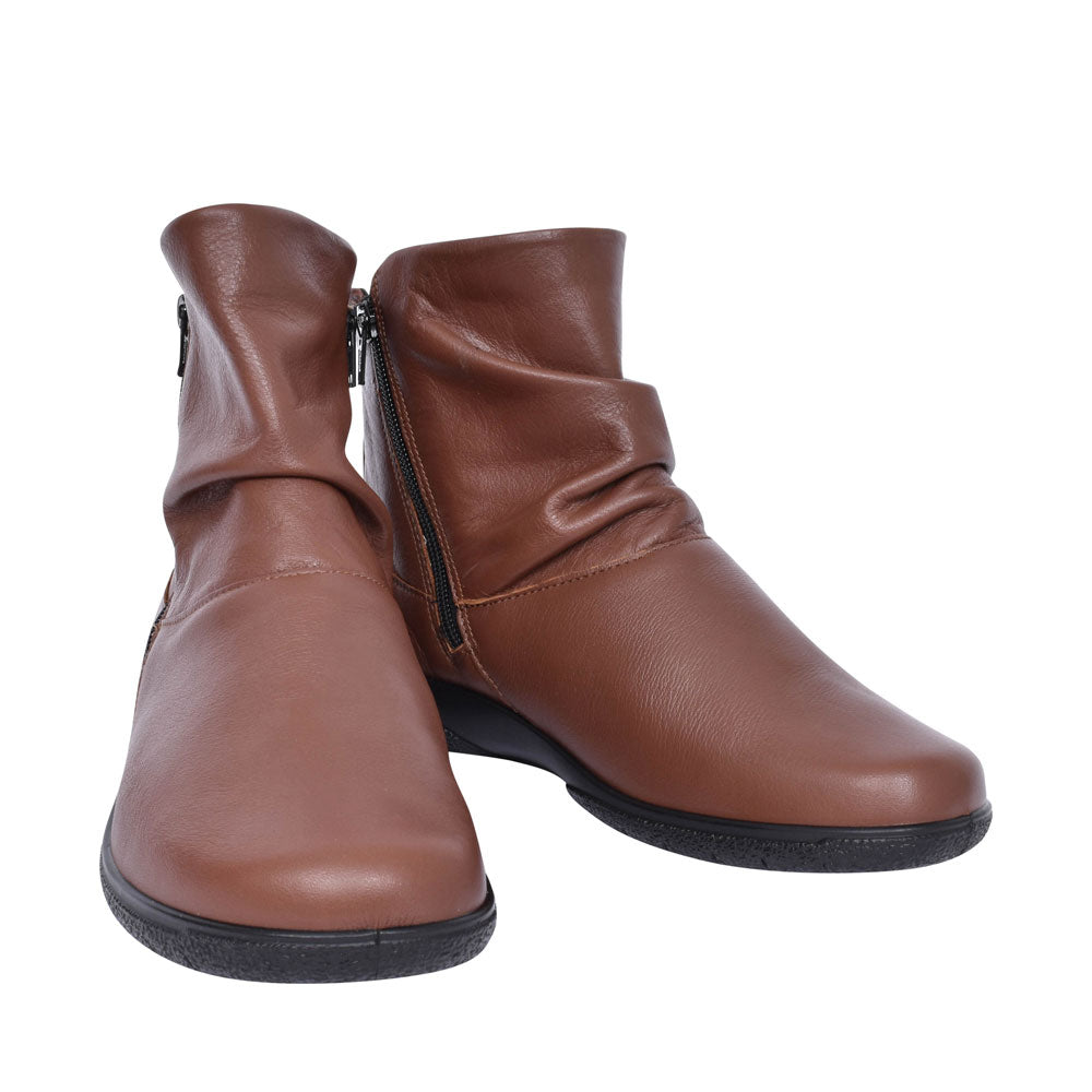 Ladies Whisper Wide Fit Leather Ankle Boot In Tan