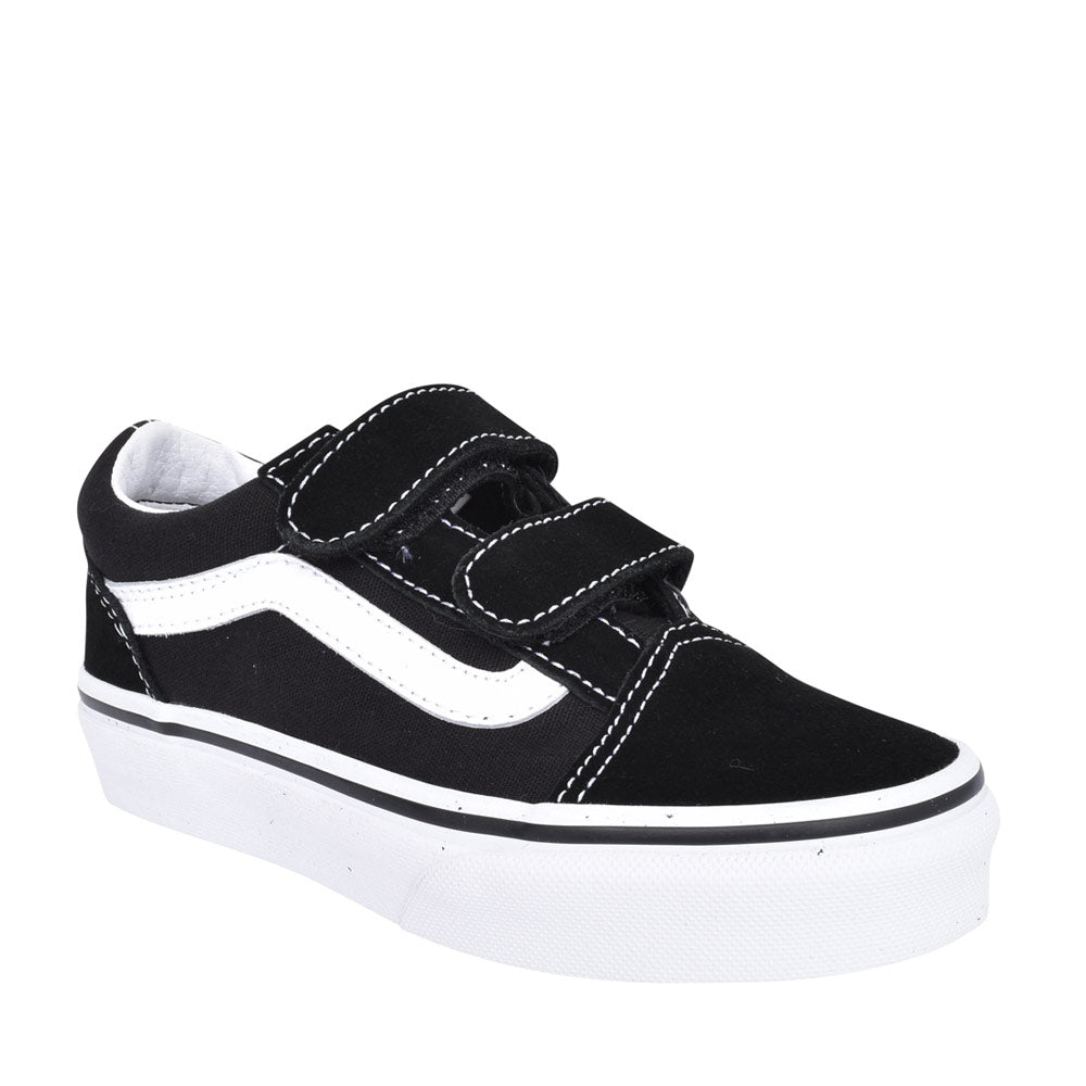 Unisex Junior Old Skool Double Velcro Shoe In Black