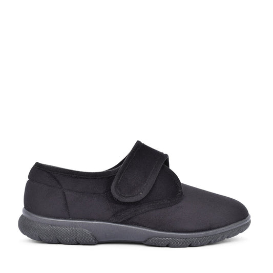 Mens Daniel 2v Extra Wide Velcro Slipper In Black