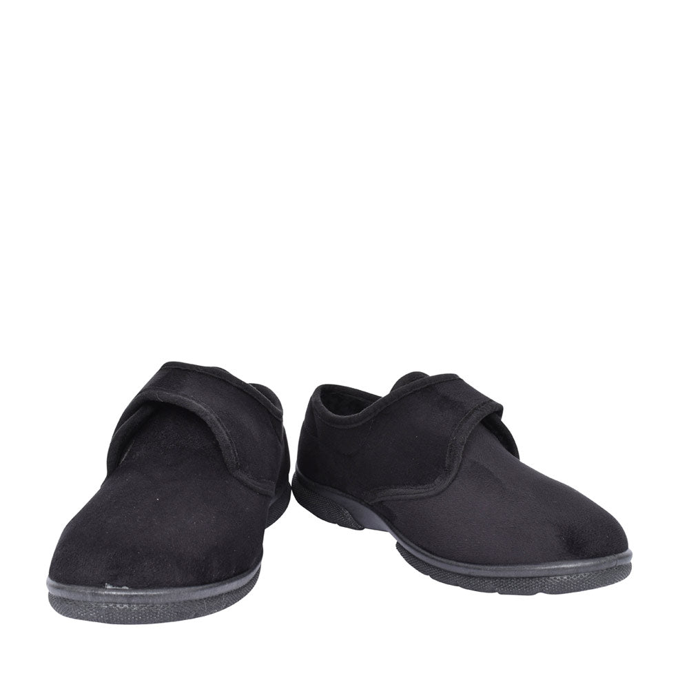 Mens Daniel 2v Extra Wide Velcro Slipper In Black