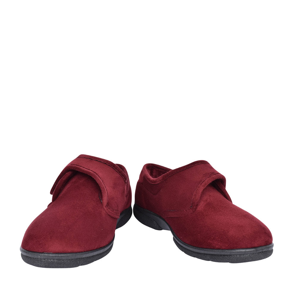 Mens Daniel 2v Extra Wide Velcro Slipper In Burgandy