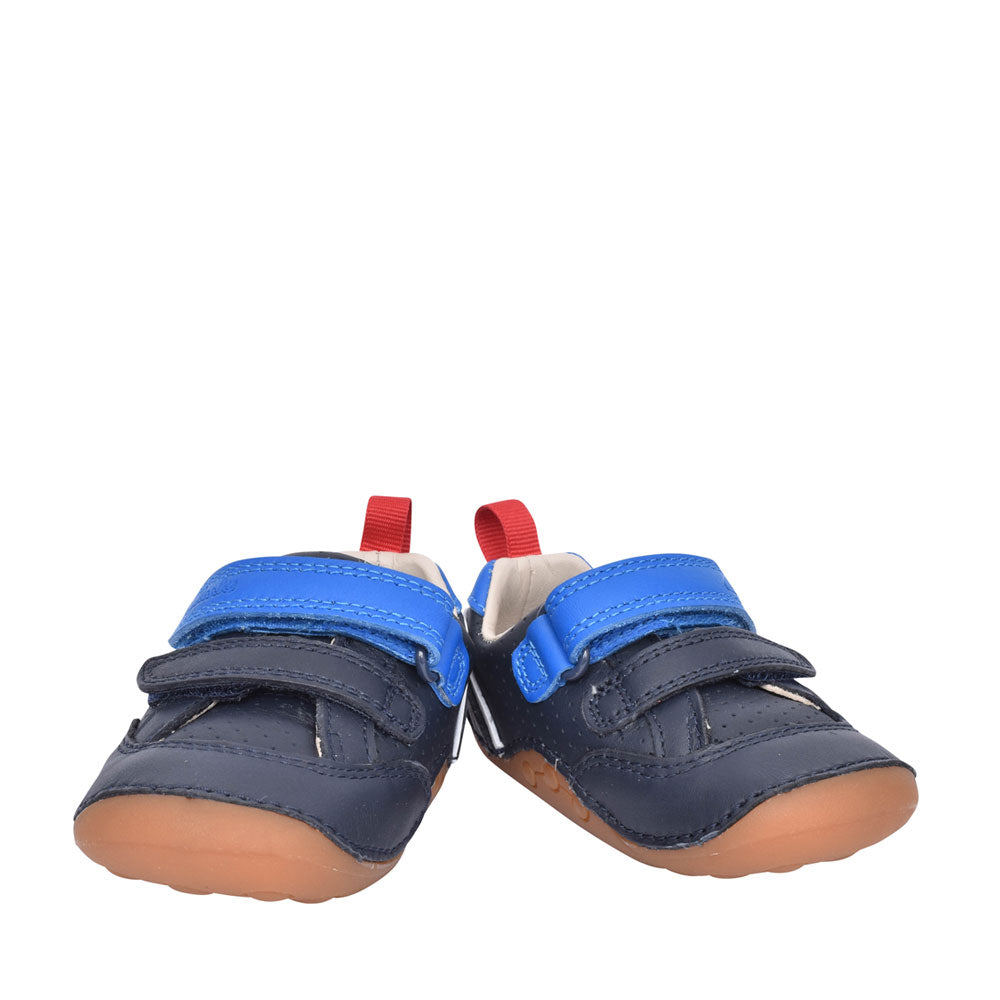Boys Tiny Sky Navy Leather Velcro Shoe In Kids G Fit
