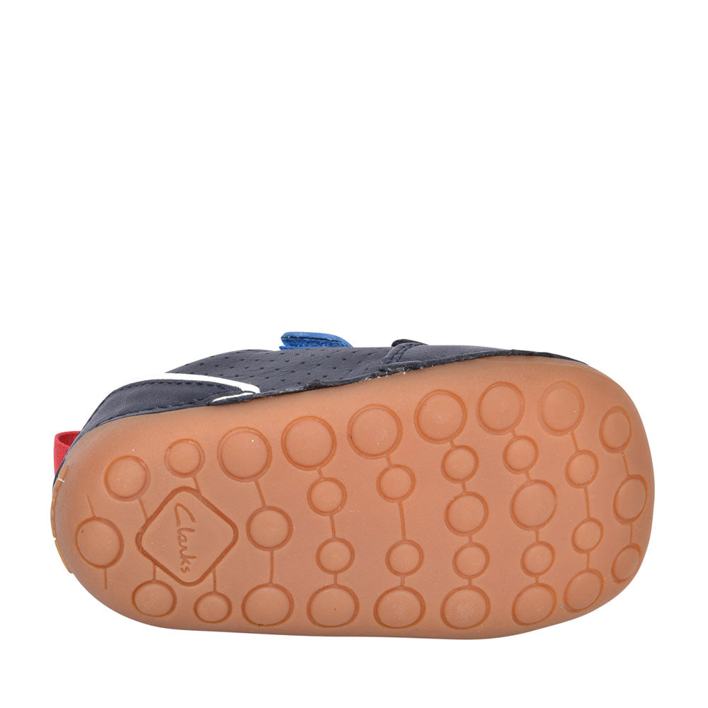 Boys Tiny Sky Navy Leather Velcro Shoe In Kids G Fit
