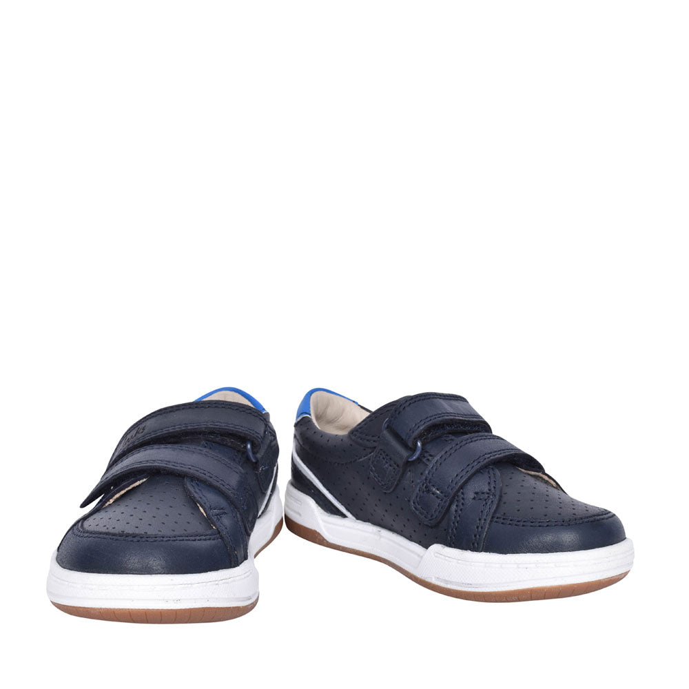 Boys Fawn Solo Navy Leather Velcro Shoe In Kids G Fit