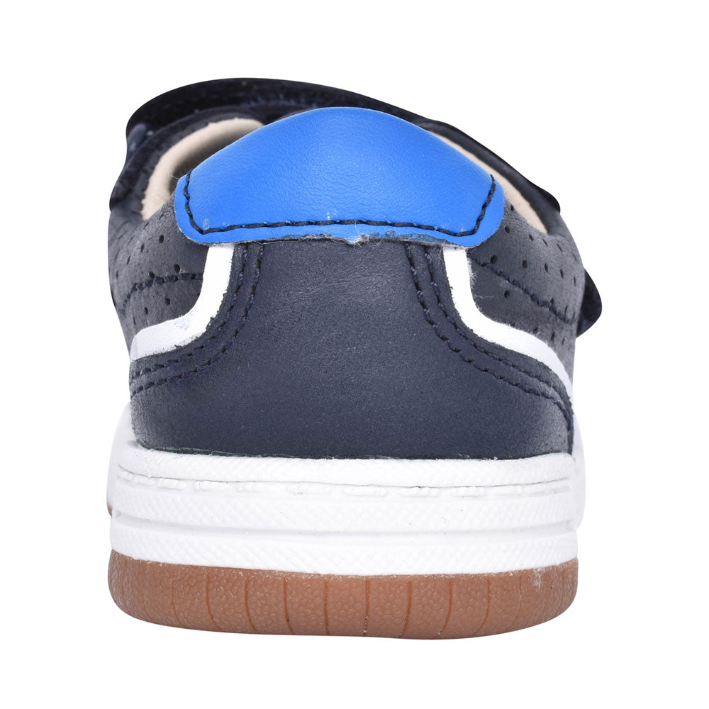 Boys Fawn Solo Navy Leather Velcro Shoe In Kids H Fit