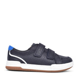 Boys Fawn Solo Navy Leather Velcro Shoe In Kids G Fit