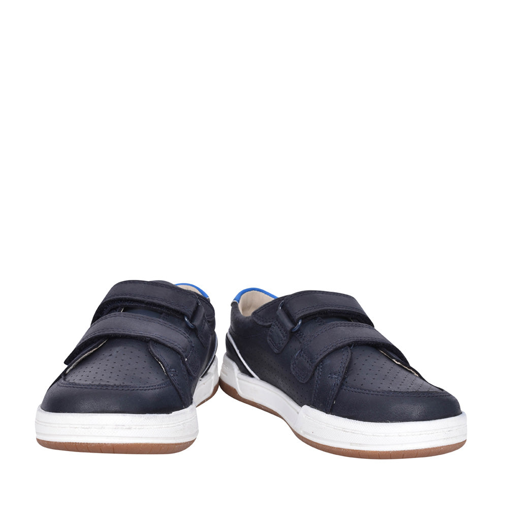 Boys Fawn Solo Navy Leather Velcro Shoe In Kids G Fit
