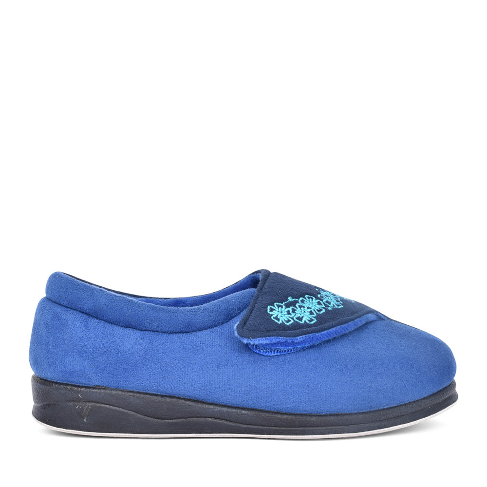 Ladies Hug 424n Wide Fit Slipper In Blue