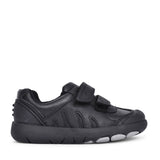 Boys Rex Stride Black Leather Velcro Shoe In Kids E Fit