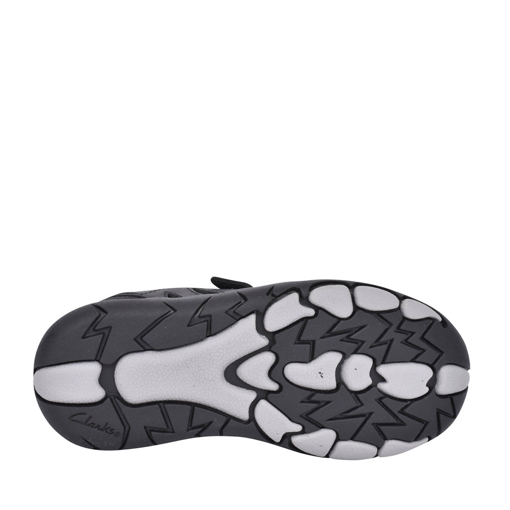 Boys Rex Stride Black Leather Shoe In Kids E Fit