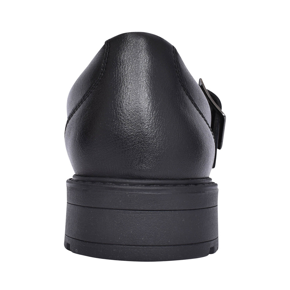 Girls Loxham Walk Black Leather Shoe In Kids F Fit