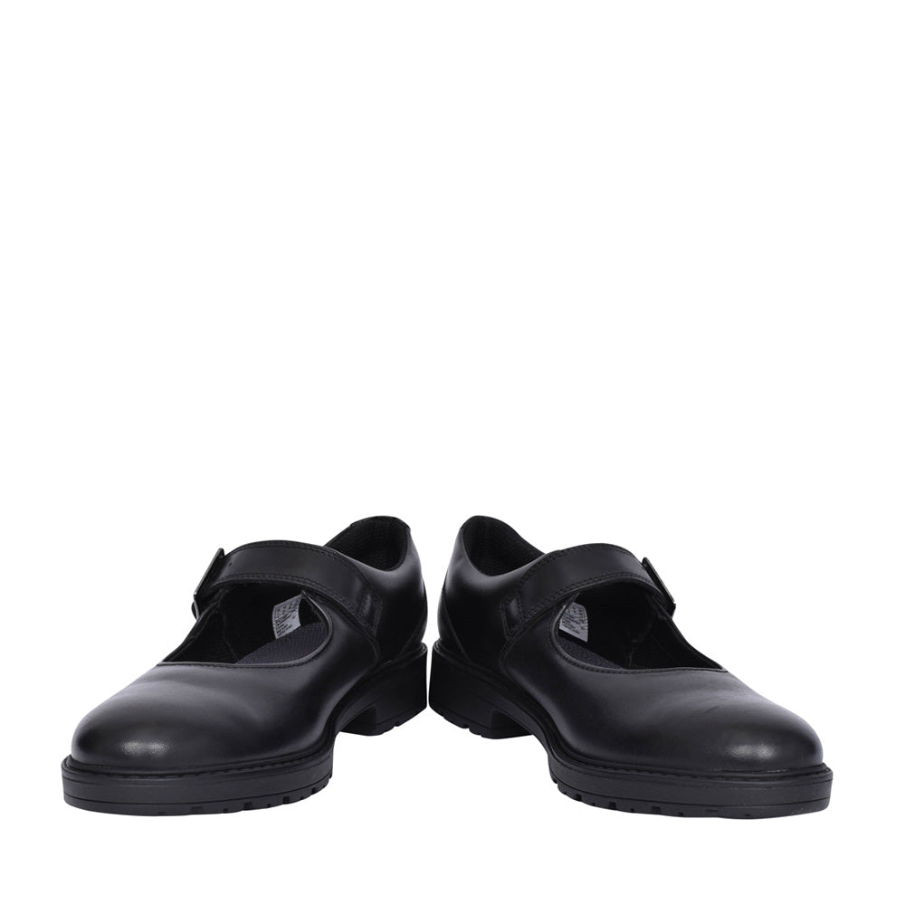 Girls Loxham Walk Black Leather Shoe In Kids F Fit
