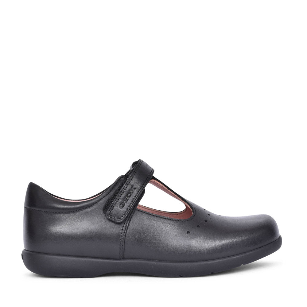 Girls Naimara J16fhb Velcro T-bar Shoe In Blk Leather