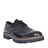 Ladies 2-23718 Laced Brogue Shoe In Black