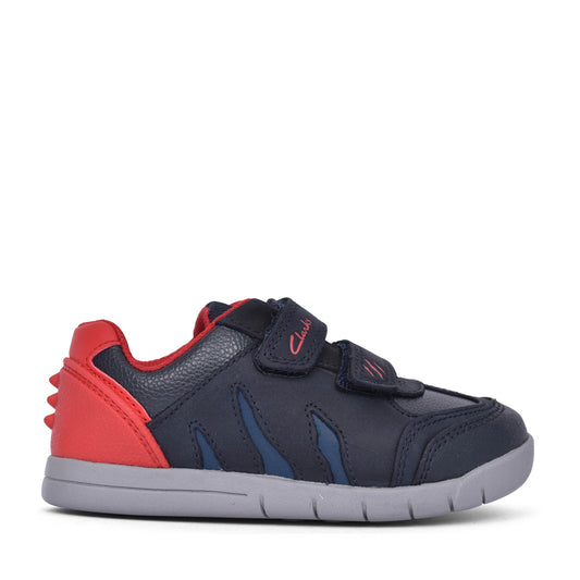 Boys Rex Play Navy/red Leather Shoe In Kids G Fit