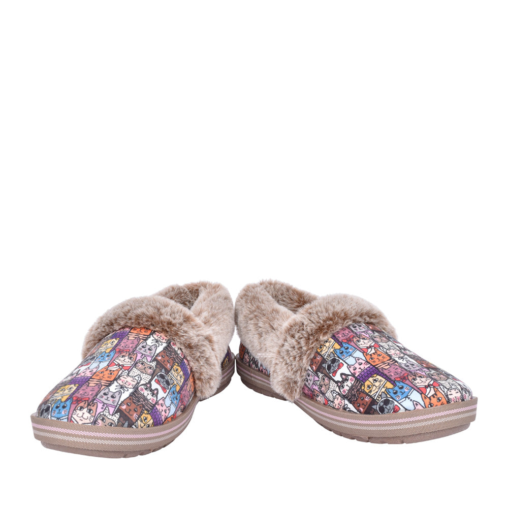 Ladies 33347 Too Cozy Chic Cat Slipper In Multi-colour