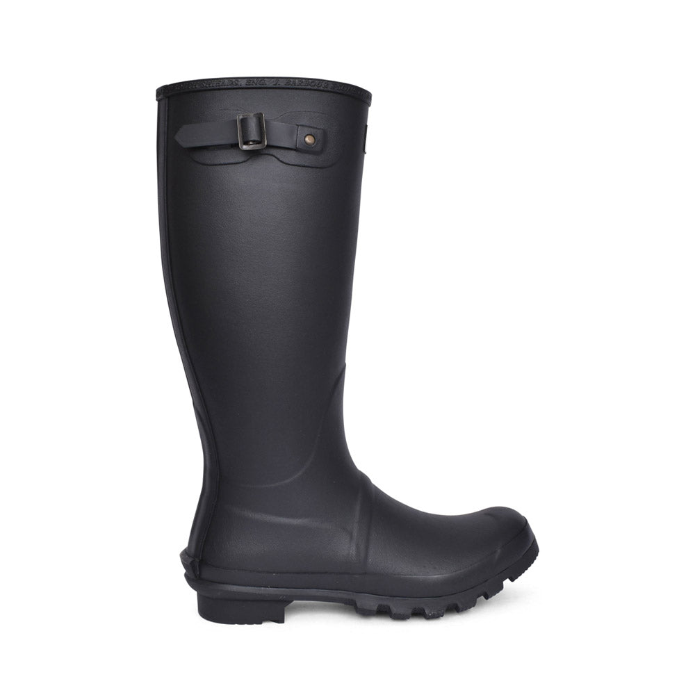Mens Bede Tartan Lined Welly Boot In Black