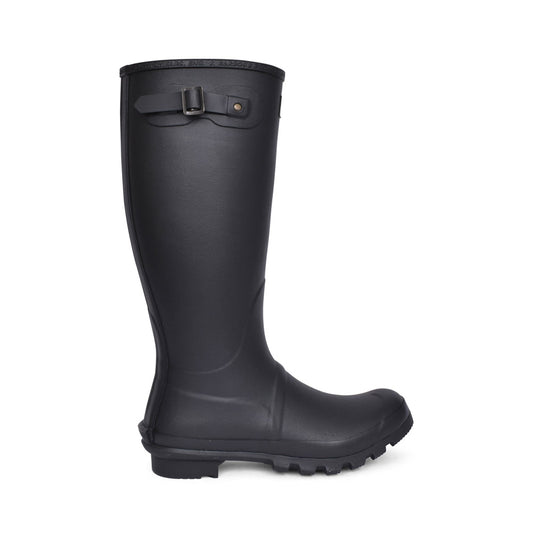 Mens Bede Tartan Lined Welly Boot In Black