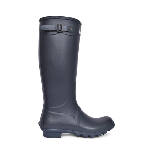 Mens Bede Tartan Lined Welly Boot In Navy