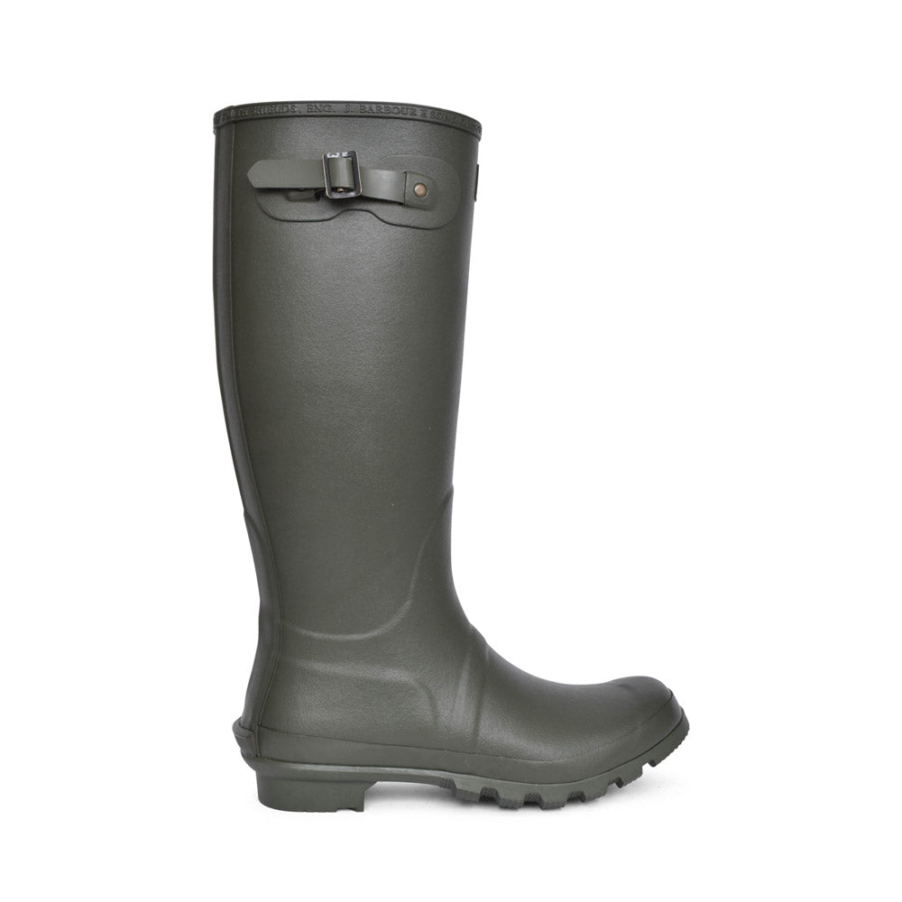 Mens Bede Tartan Lined Welly Boot In Olive