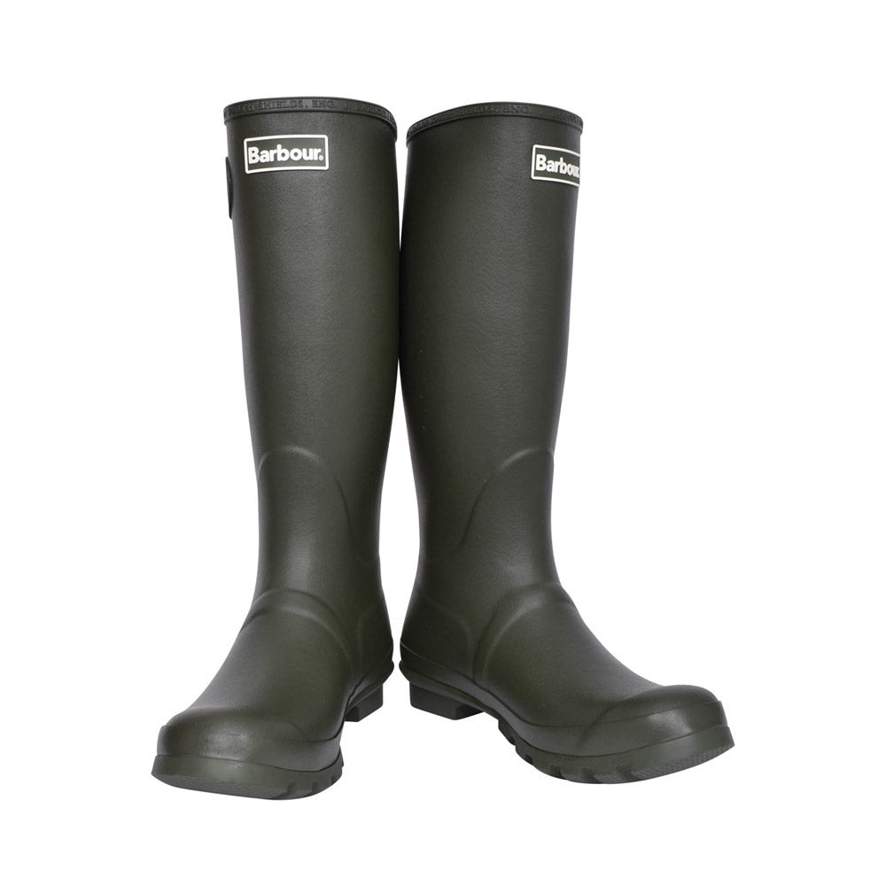 Mens Bede Tartan Lined Welly Boot In Olive