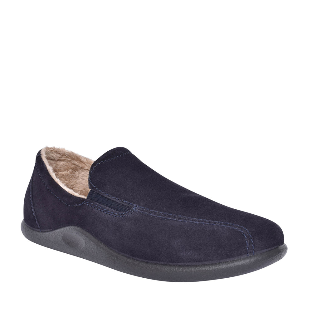 Mens Relax Std Fit Velcro Slipper In Navy