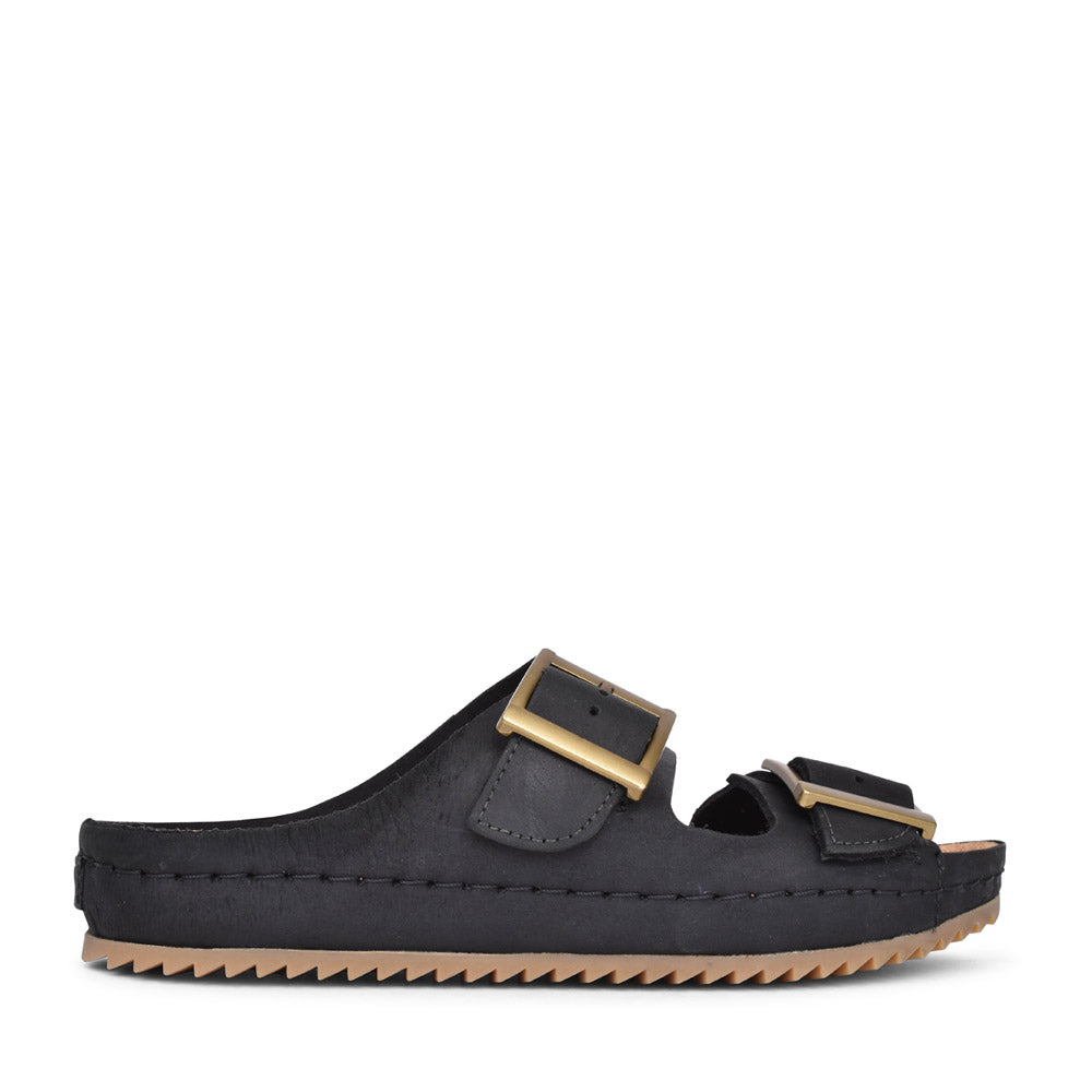 Ladies Brookleigh Sun Leather D-fit Mule In Black