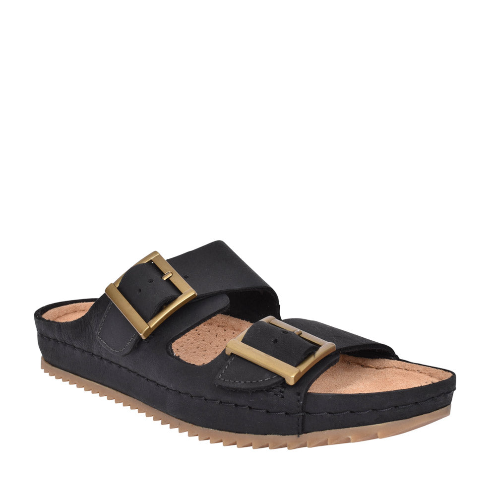 Ladies Brookleigh Sun Leather D-fit Mule In Black