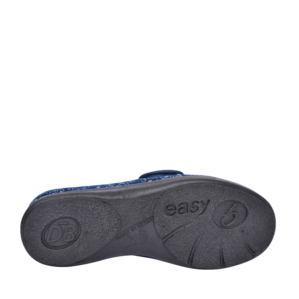 Ladies 2v Extra Wide Harper Velcro Slipper In Navy