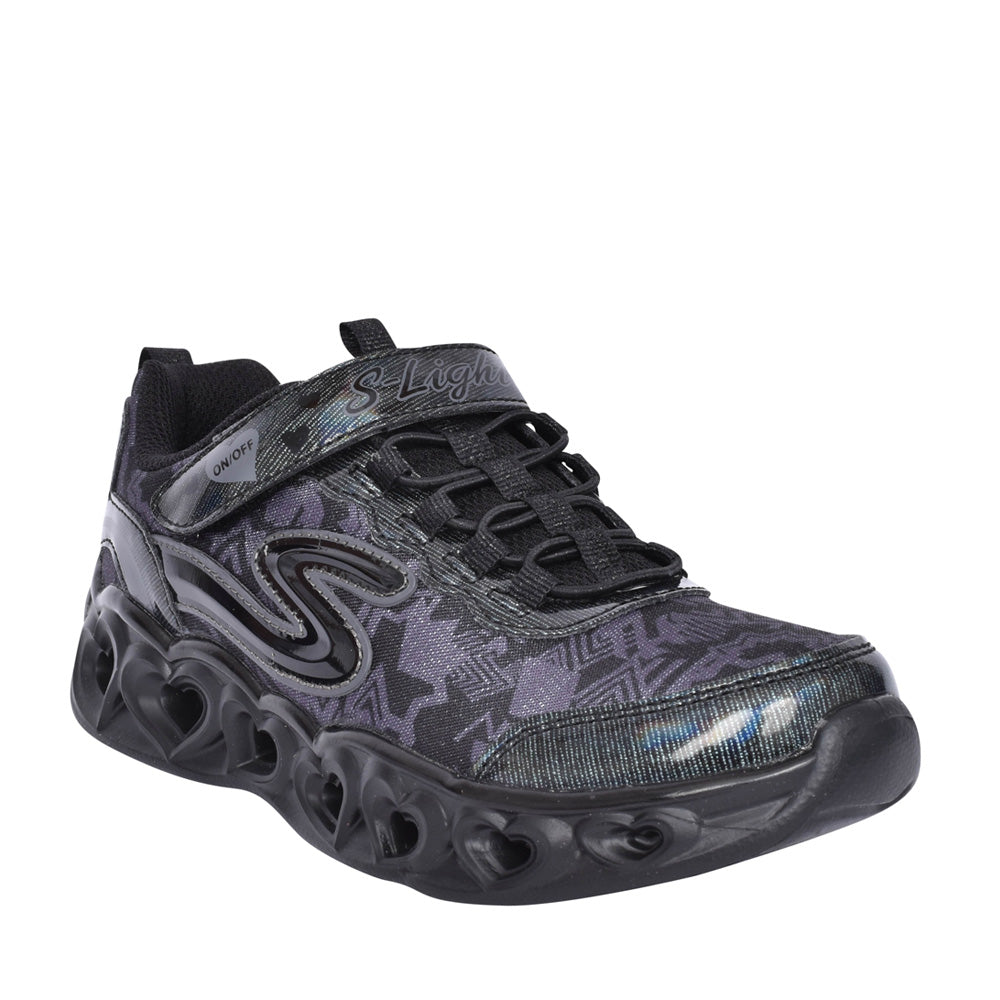 Girls 20180l Hearts Lights Trainer In Black
