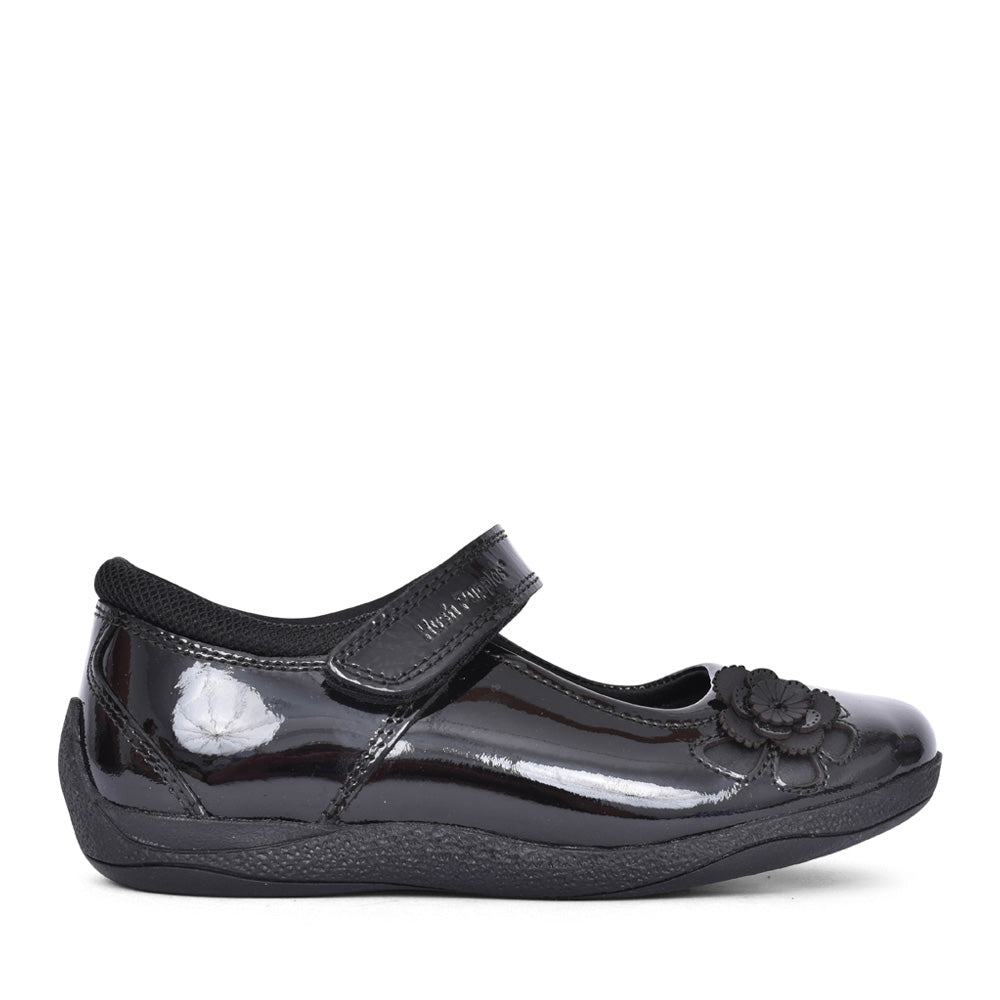 Girls Jessica Velcro Shoe In Blk Patent