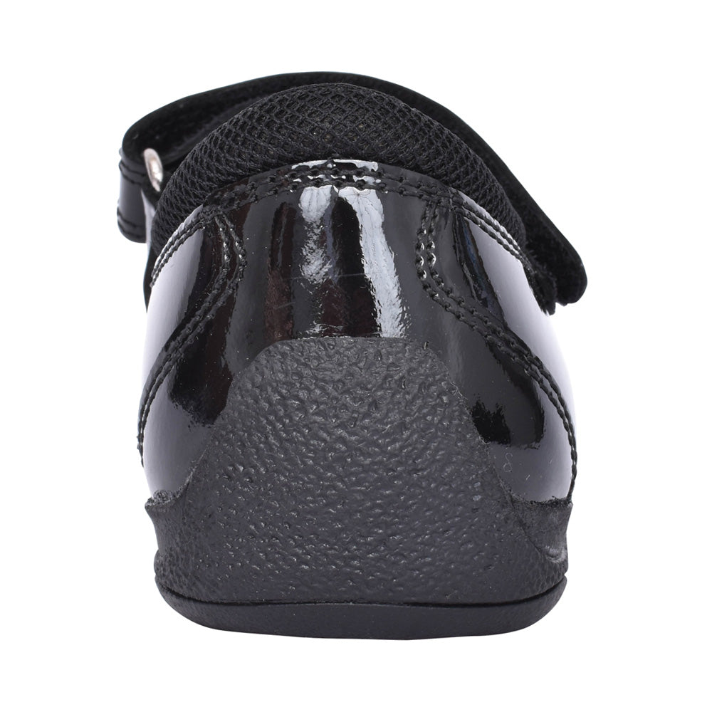 Girls Jessica Velcro Shoe In Blk Patent
