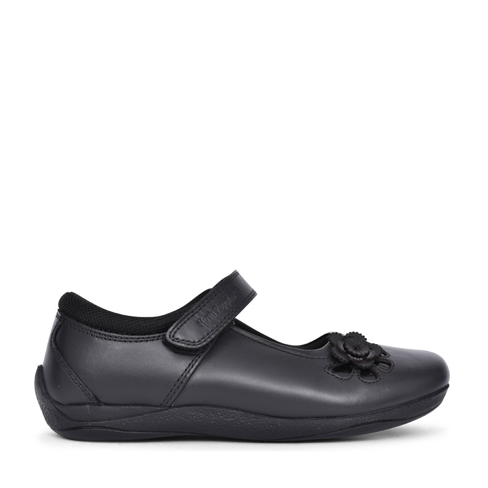 Girls Jessica Velcro Shoe In Blk Leather