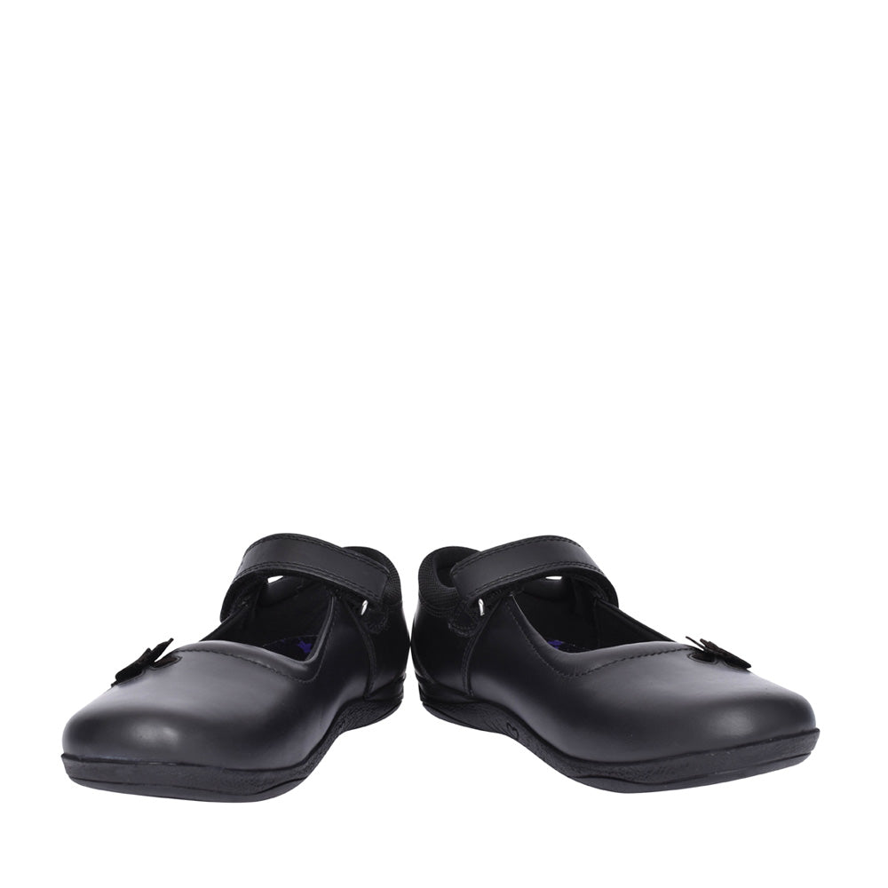 Girls Jessica Velcro Shoe In Blk Leather